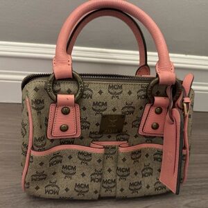 MCM Tan and Pink Boston Handbag